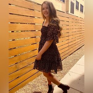 Black Floral Chiffon Dress